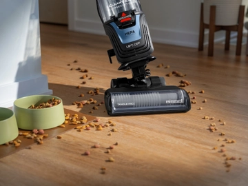 vacuuming dog food from hard flooring
