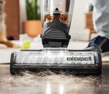 CrossWave HydroSteam Multi-Surface Wet Dry Vac Vacuuming pet hair from hard flooring