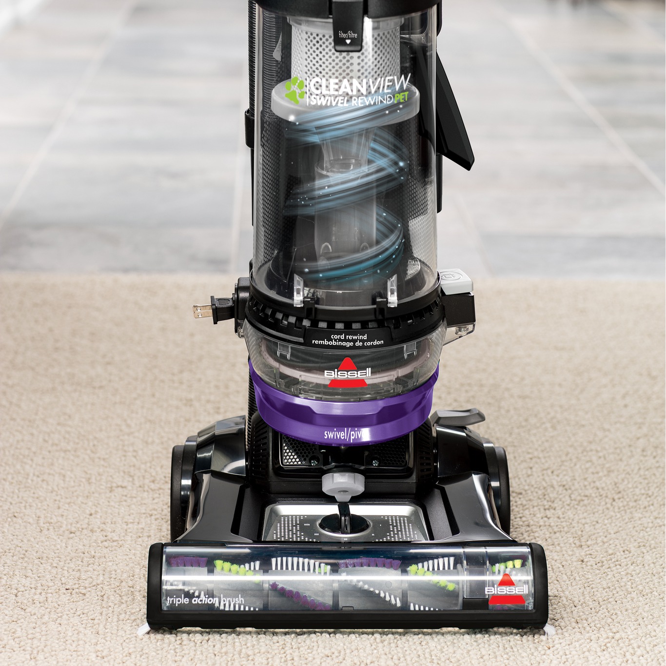 Dirt Tank on vacuum showing cyclonic suction system.