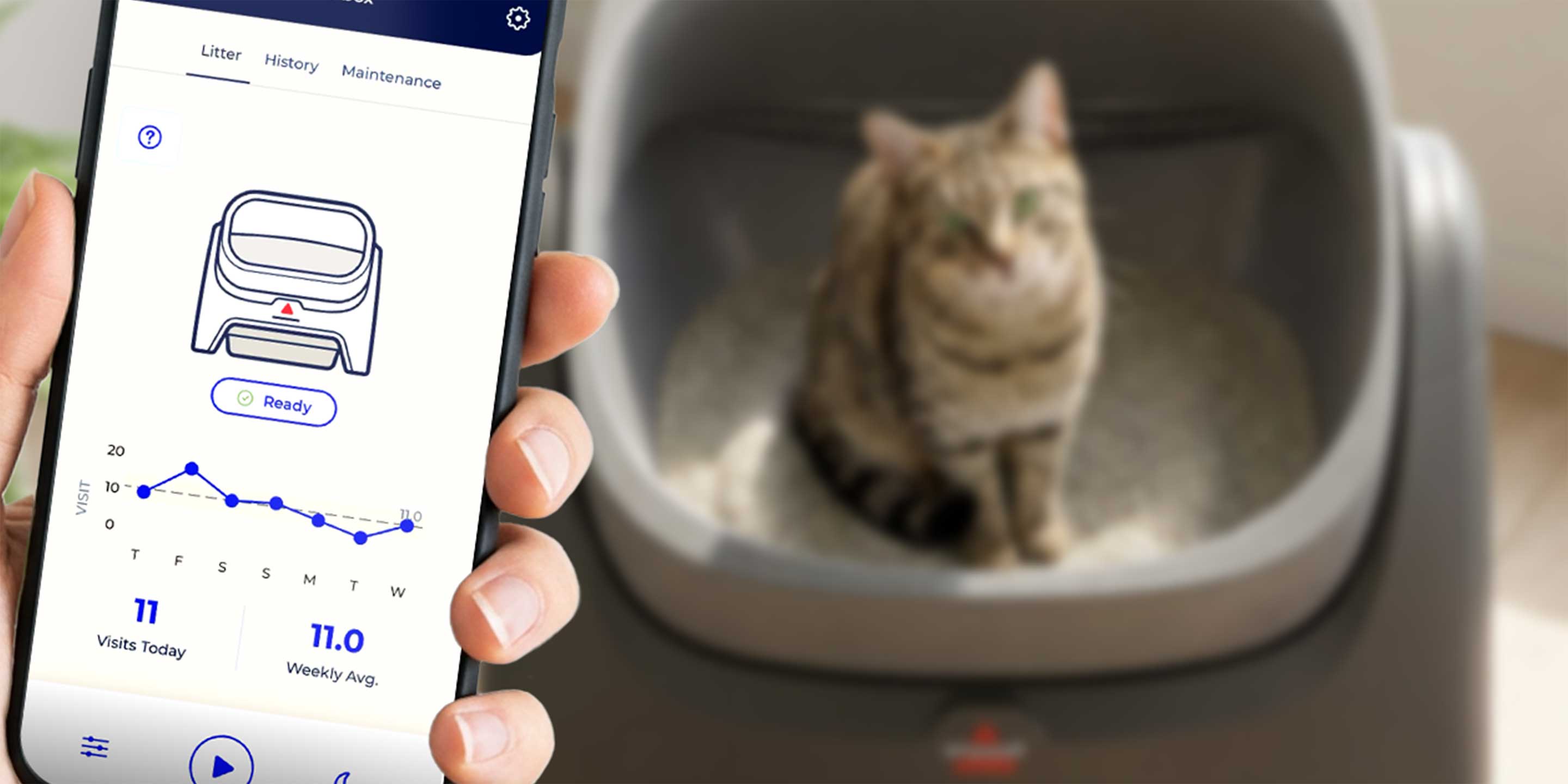 CleanWell Litter Box with App on phone