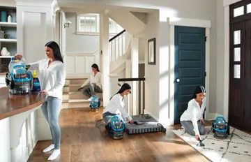 Little Green Pet Pro Using various tools to deep clean multiple surfaces.