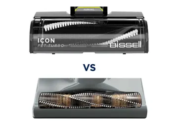 ICONPET TURBO Cordless Stick Vac Clear Brush Roll vs. Brush Roll with Hair Wrap