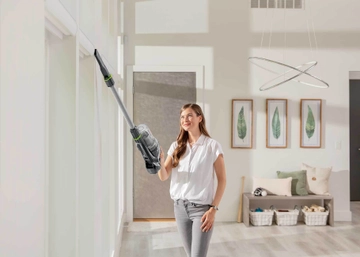 Using CleanView Pet Slim Cordless Stick Vac with Extension Wand to Vacuum above Floors.