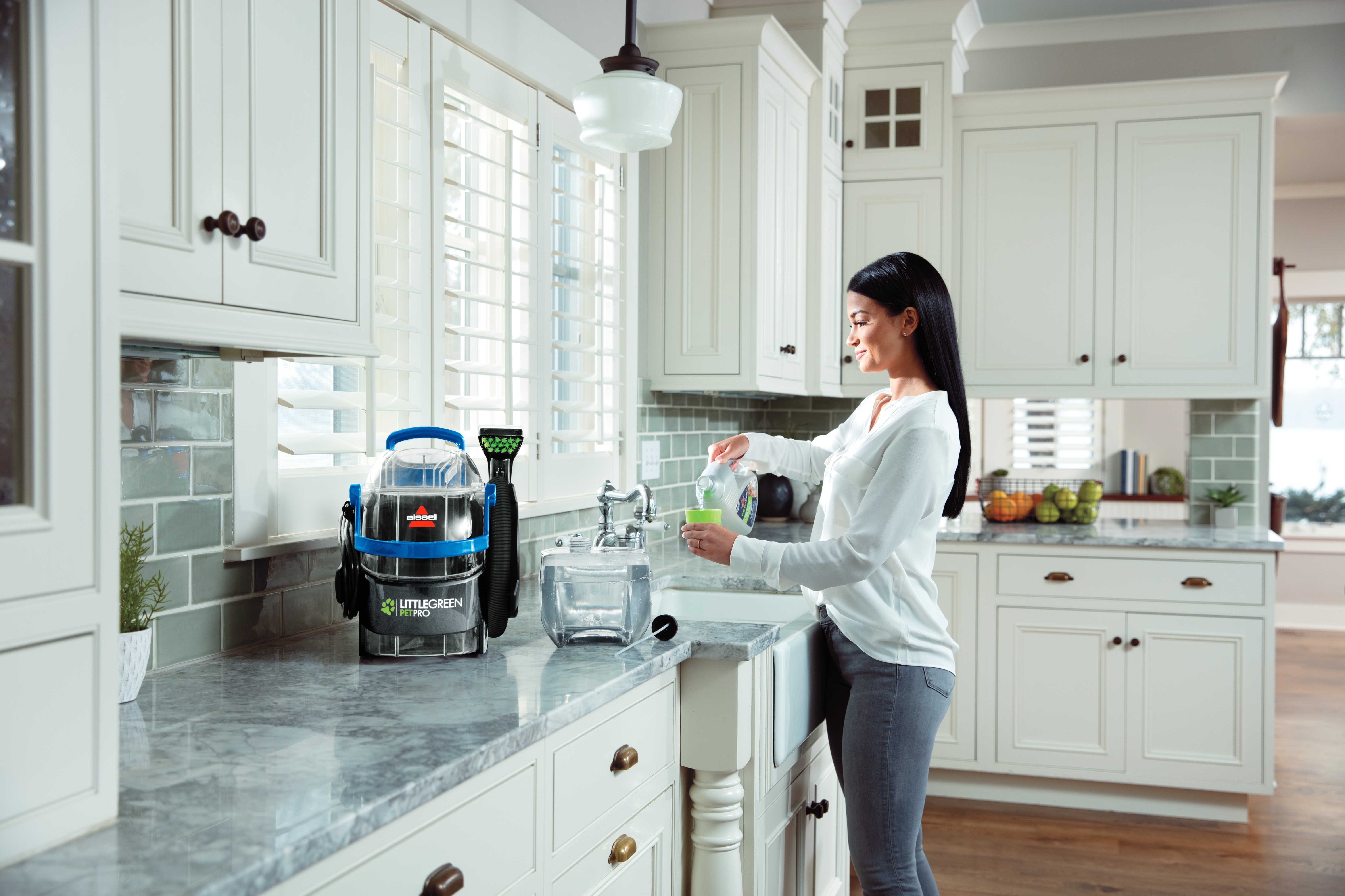 Filling Clean Water Tank with formula and water.