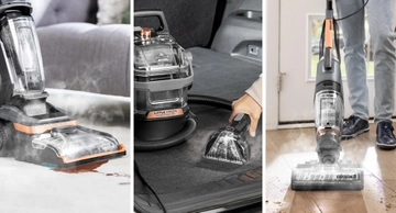 (Photo Left: Revolution® HydroSteam™. Photo Center: Little Green® HydroSteam™. Photo Right: CrossWave® HydroSteam™)