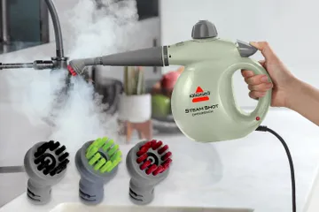 Steam Shot OmniForce handheld steamer color coded cleaning brushes
