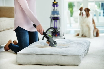 Using Pet Tool on end of hose to deep clean pet bed.