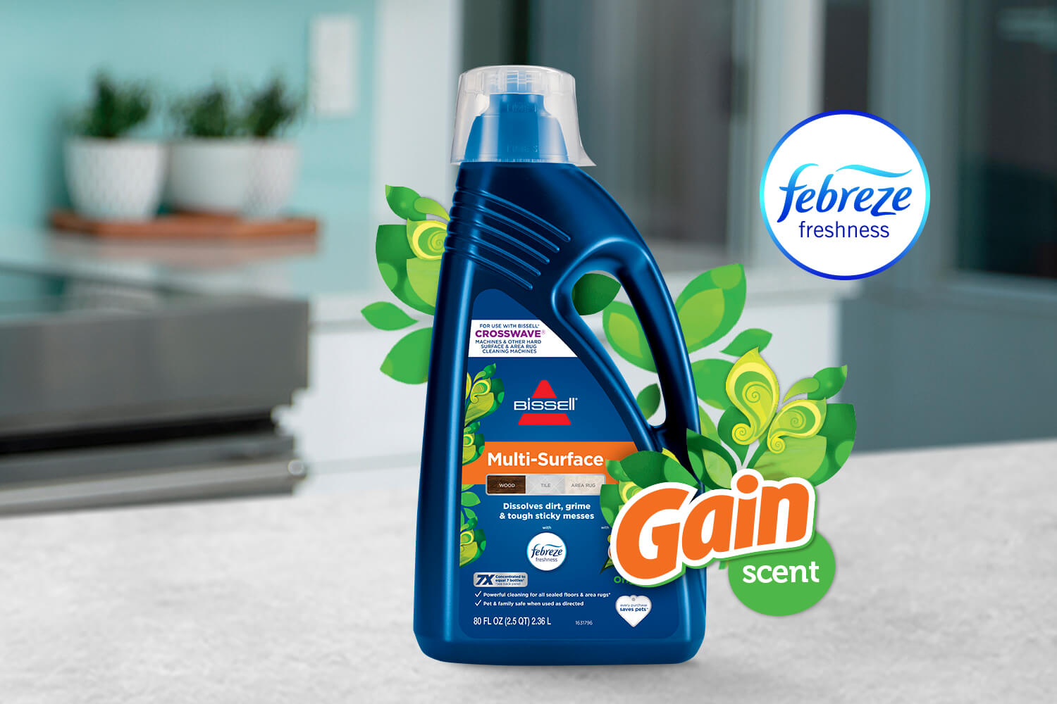 Bottle of Multi-Surface Formula with Febreze Scent with Gain Logo