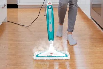 PowerFresh Steam Mop Mopping sealed hard floor in kitchen