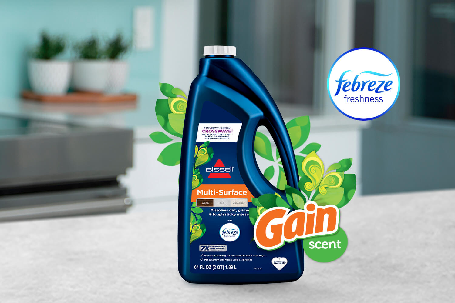 Bottle of Multi-Surface Formula with Febreze Scent with Gain Logo