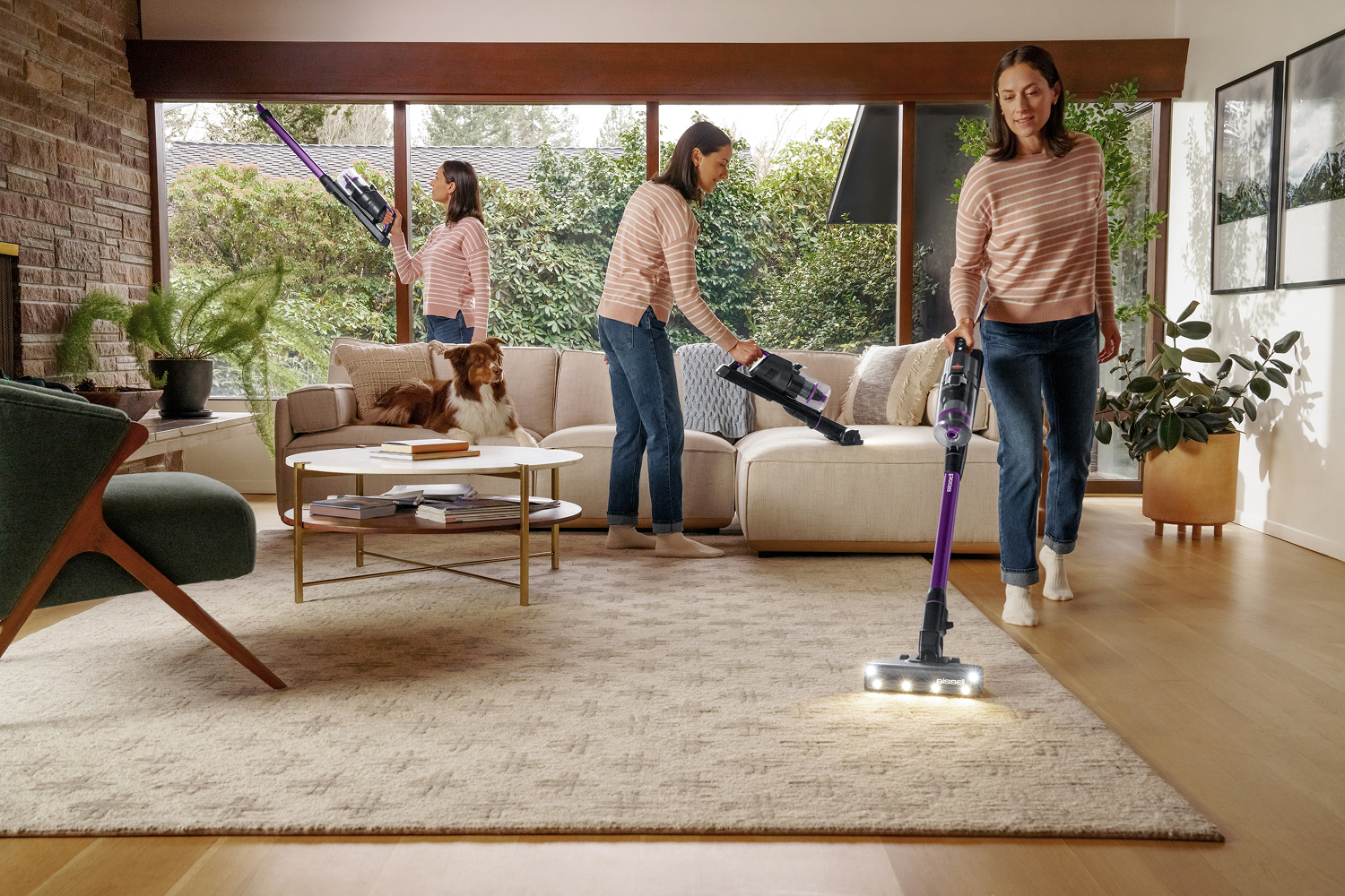 PowerClean FurFinder vacuuming above floors, upholstery and area rug