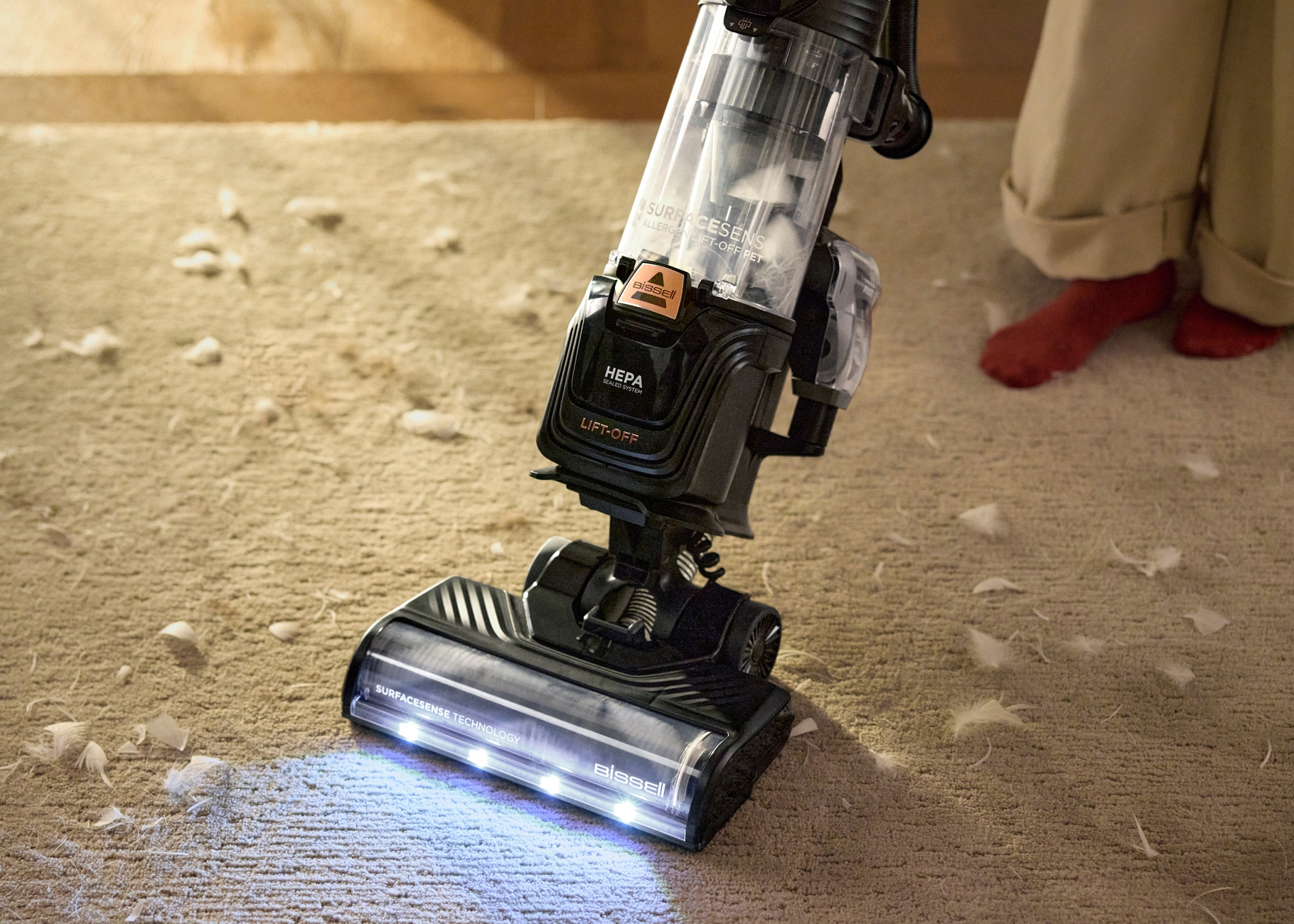 Surface Sense Vacuum vacuuming dirt from carpet